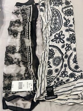 Steve Madden Black & White Patterned Scarves - Set of 2
